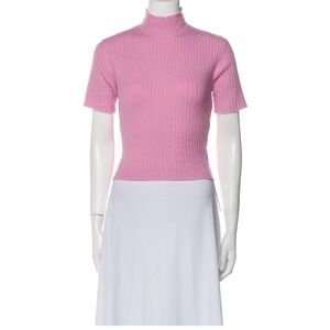 STAUD Pink Short Sleeve Ribbed Top